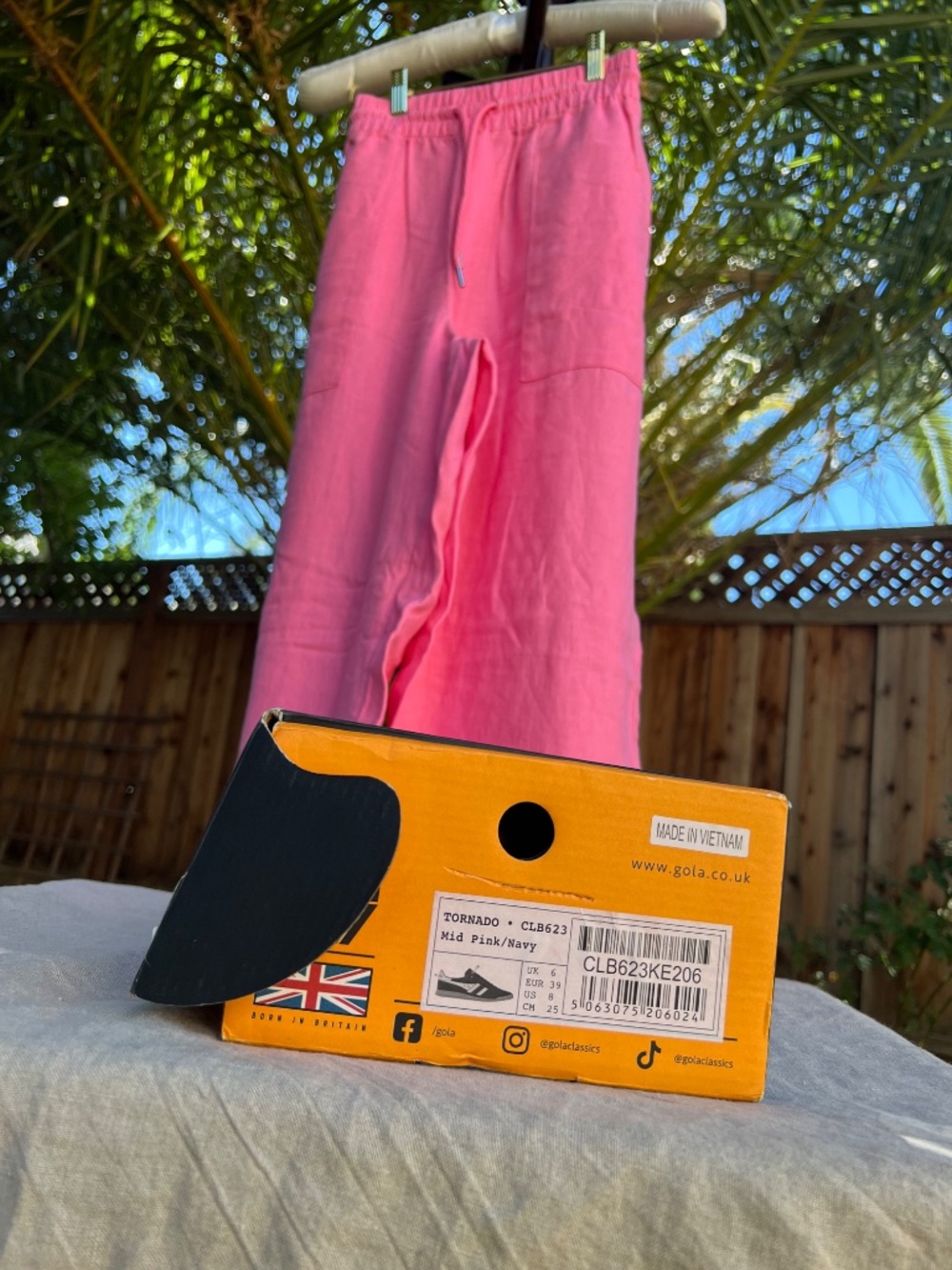 NWT Athleta barbie pink linen pants SZ L + Gola Tornado pink sneakers SZ 8 - Picture 13 of 17